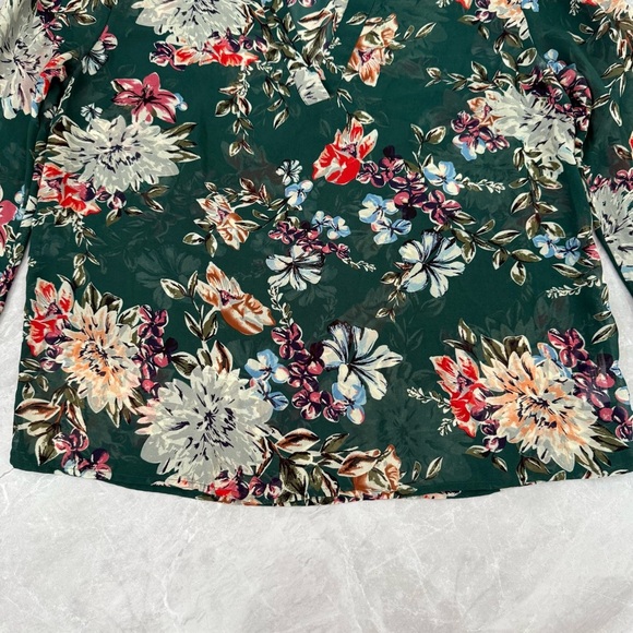 Women’s A New Day Target Floral Sheer Long Sleeve V-Neck Top Medium - Picture 5 of 16